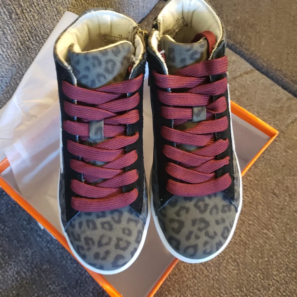 HOO Arias Lace High Top in Leopard Girls Size 13 - Picture 2 of 9